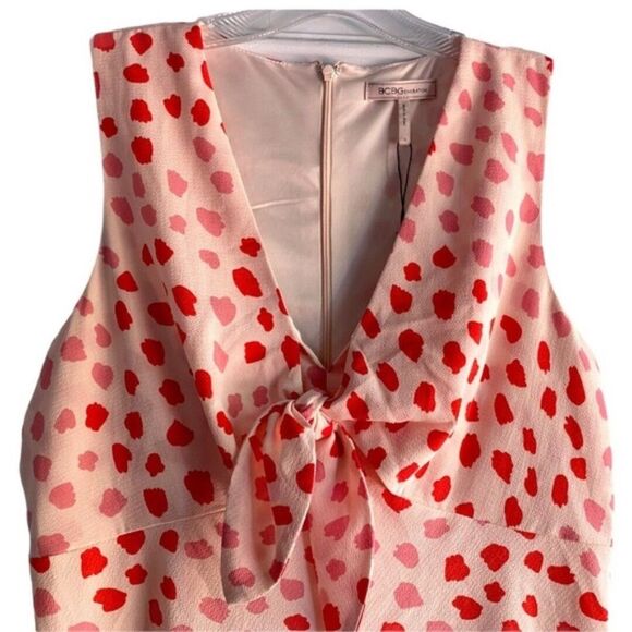 BCBG Pink & Red Pastel Polka Dot Dress sz 10 - Picture 2 of 7